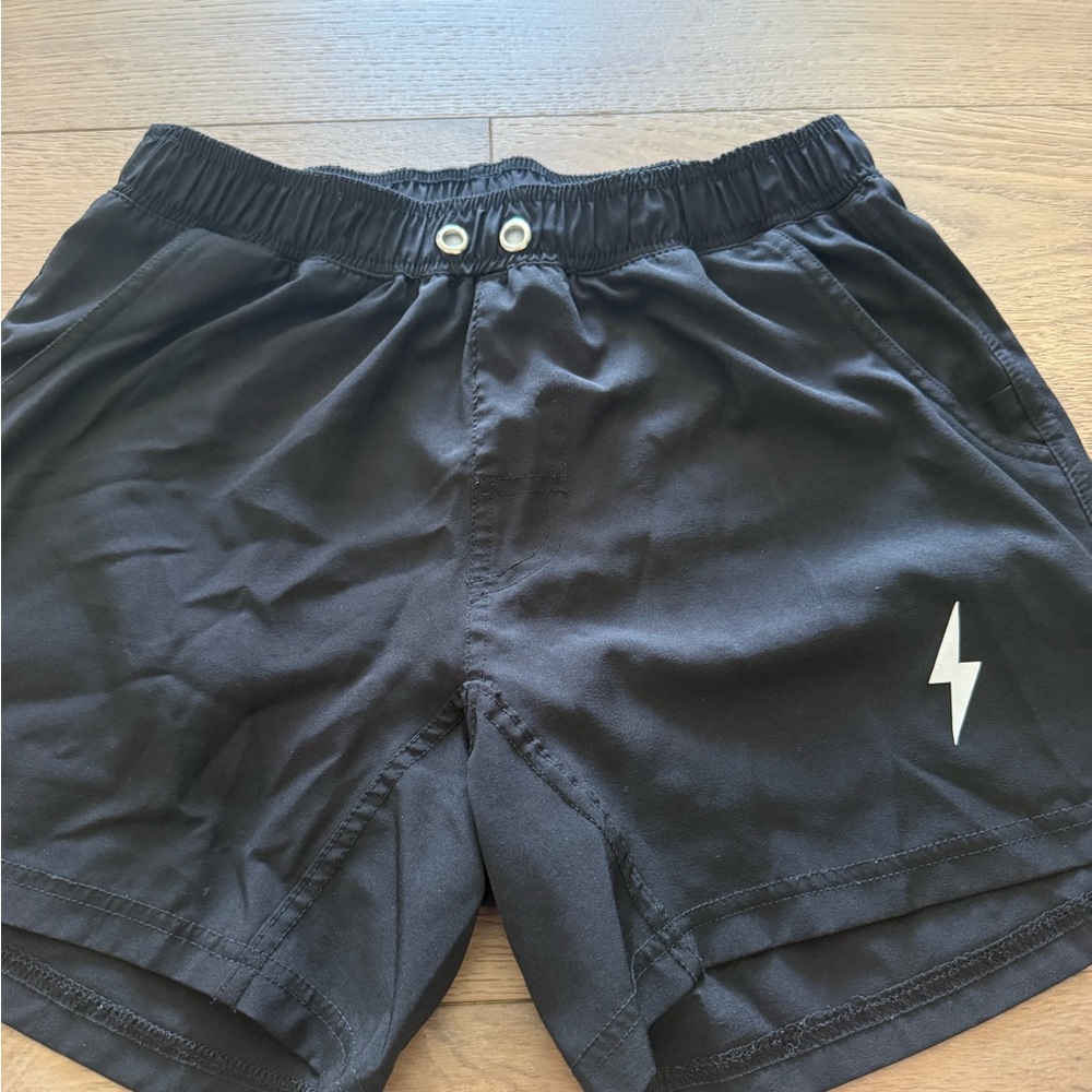 Black Youth Bruce Bolt Athletic Shorts with Lightning Bolt